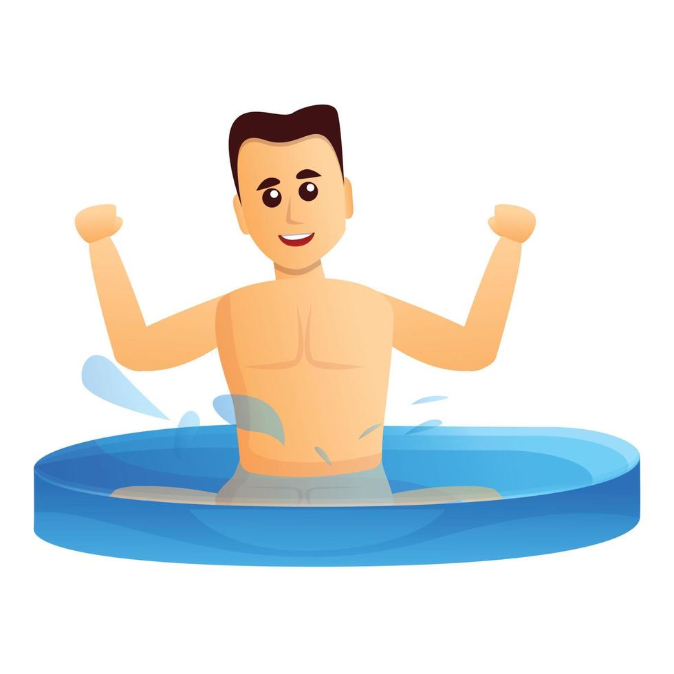 uomo nuoto nel ragazzo piscina icona, cartone animato stile vettore