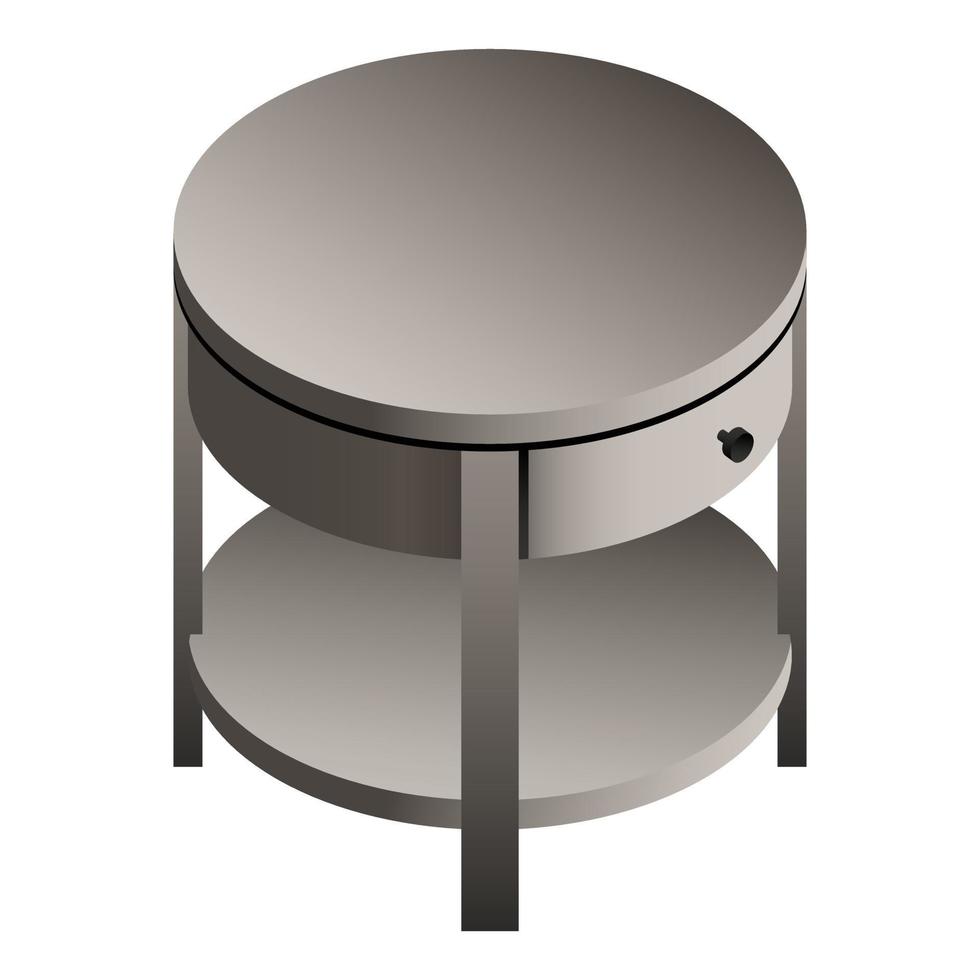 il giro capezzale tavolo icona, isometrico stile vettore