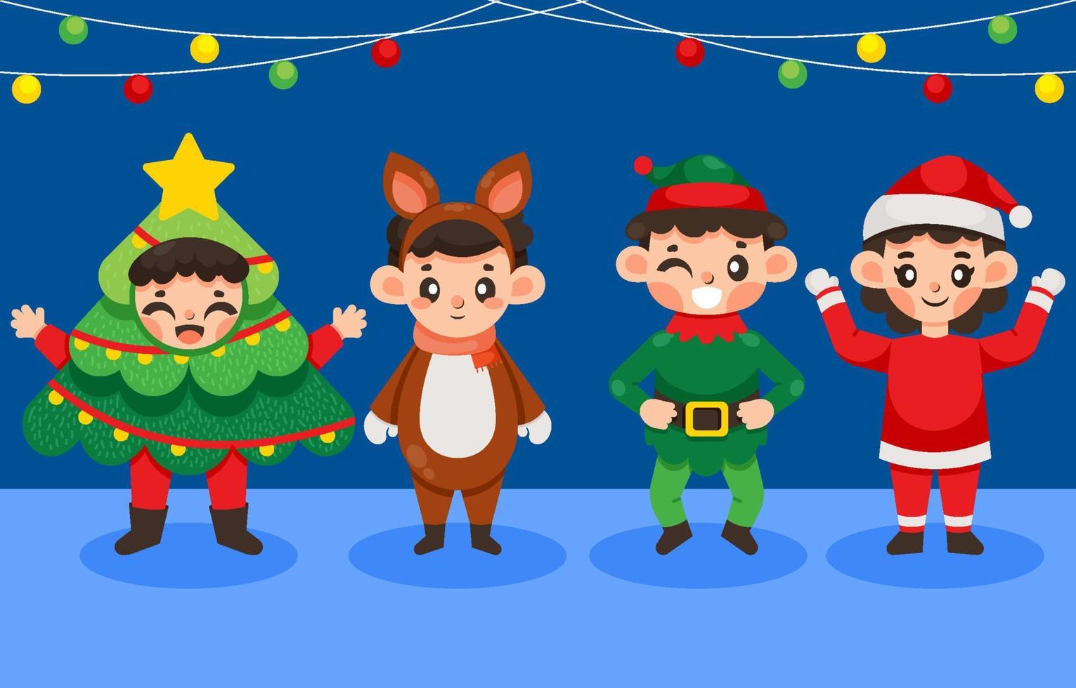 carino bambini vestito su Natale festa vettore