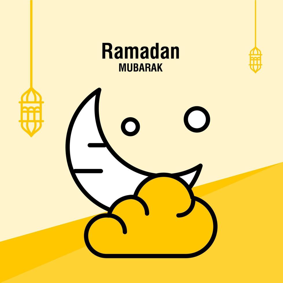 Ramadan kareem saluto modello islamico mezzaluna e Arabo lanterna vettore illustrazione