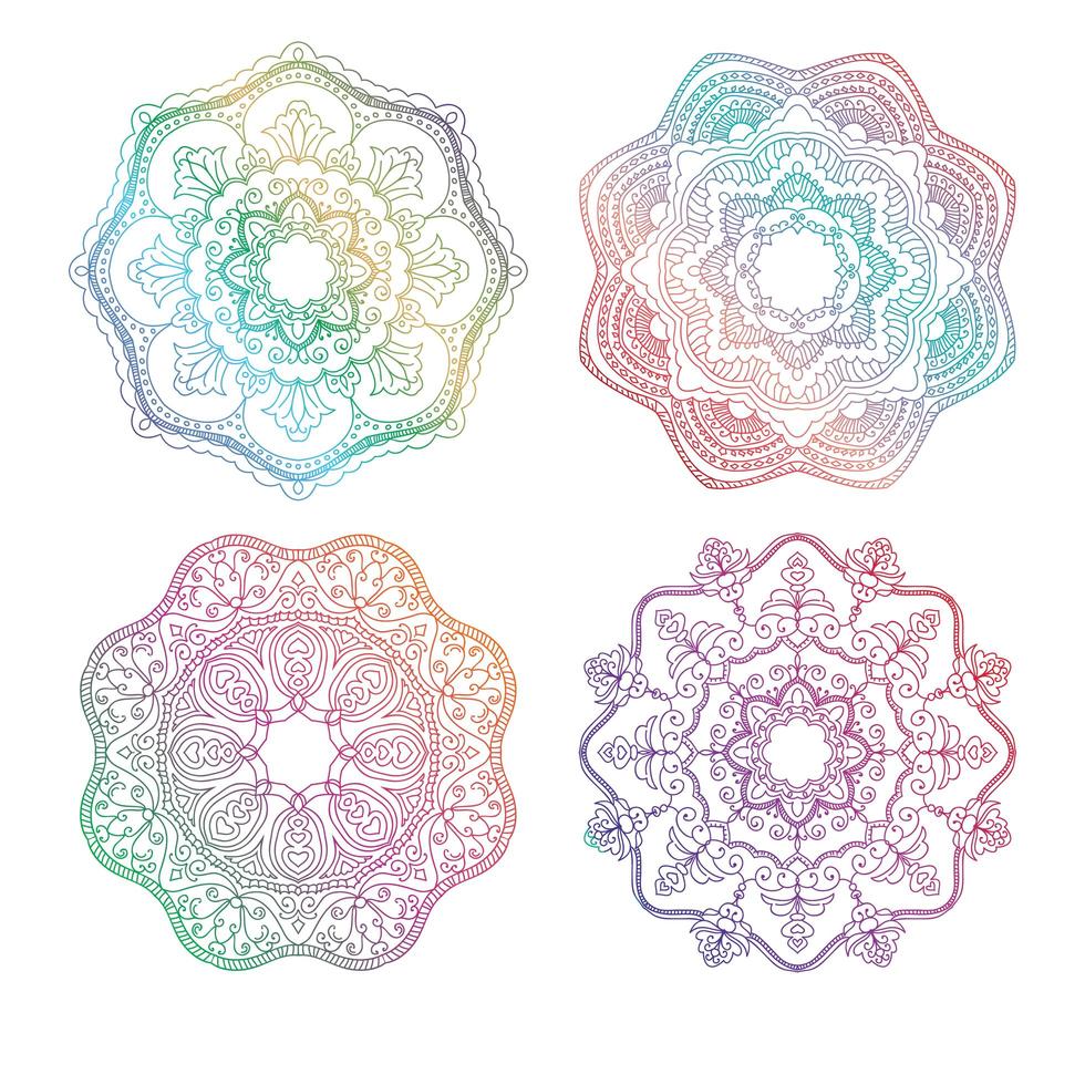 set di mandala arcobaleno vettore