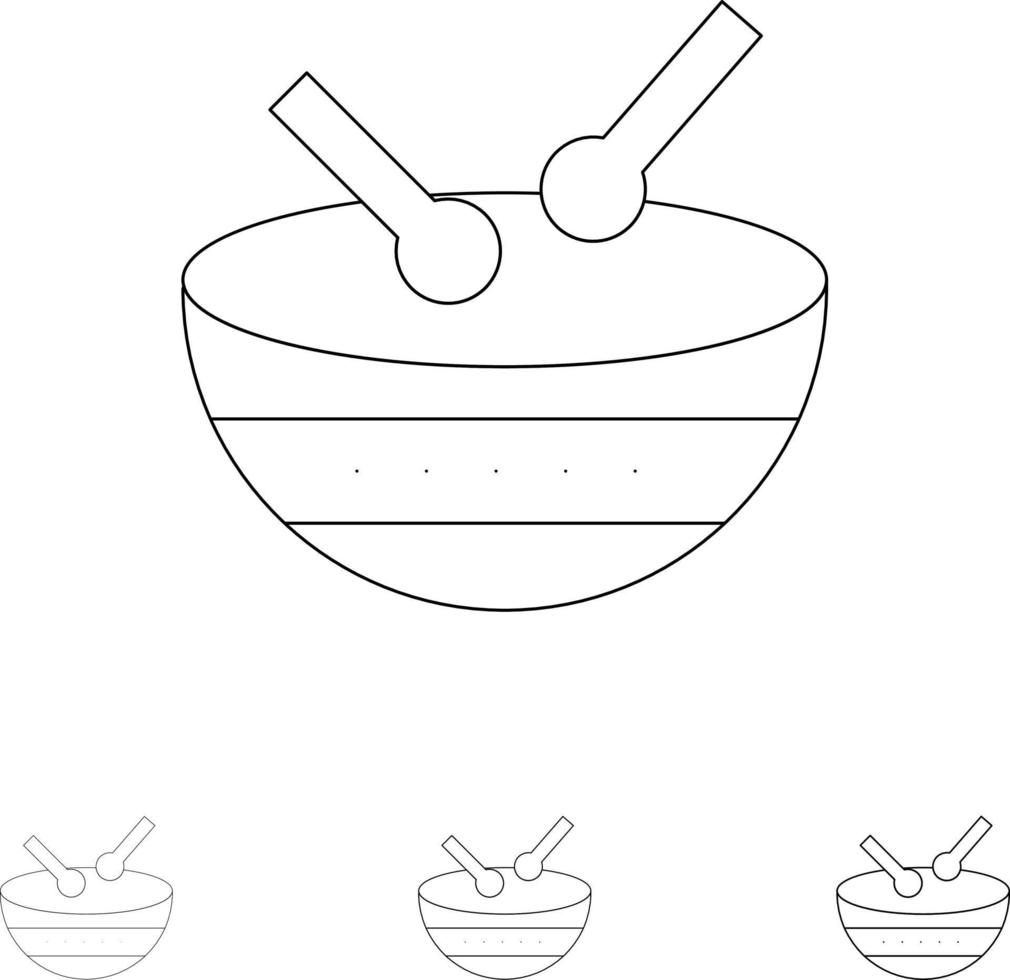 tamburo strumento irlandesi parata grassetto e magro nero linea icona impostato vettore