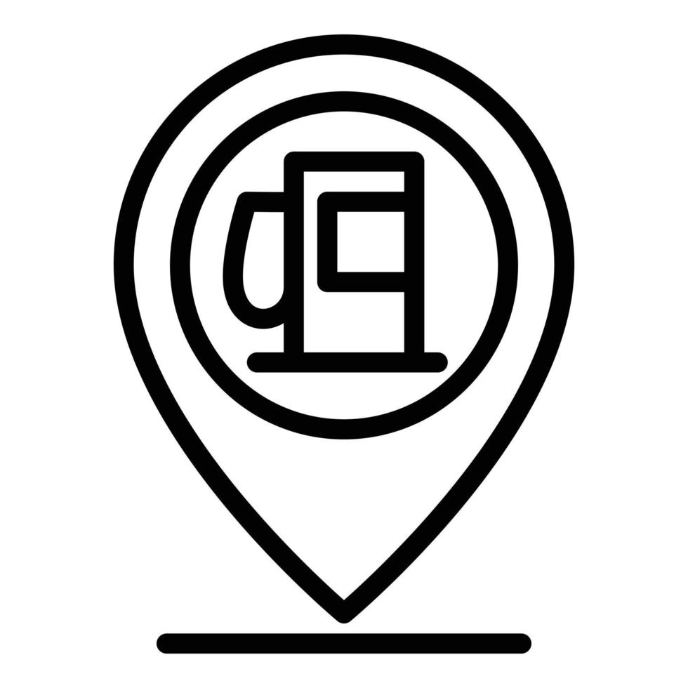 gas stazione GPS perno icona, schema stile vettore