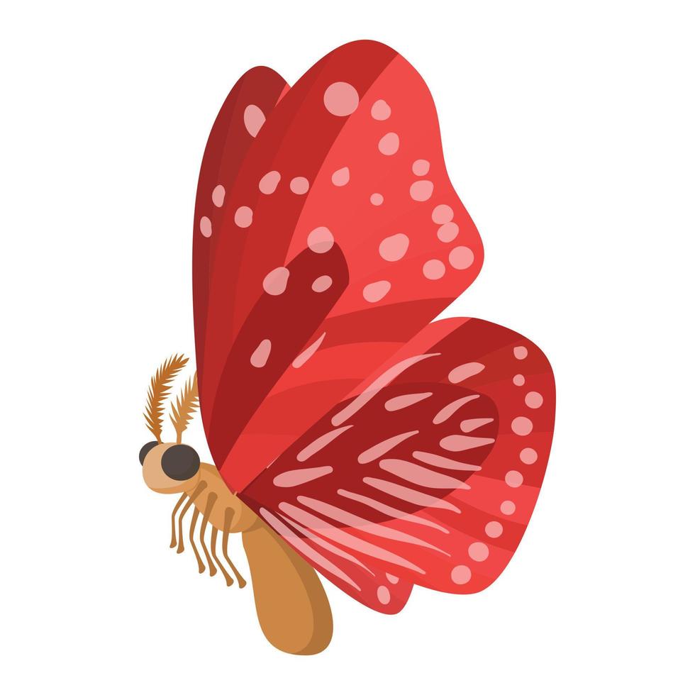 rosso farfalla icona, cartone animato stile vettore