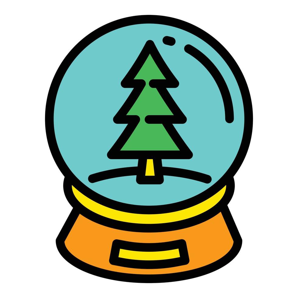 Natale abete albero palla icona, schema stile vettore