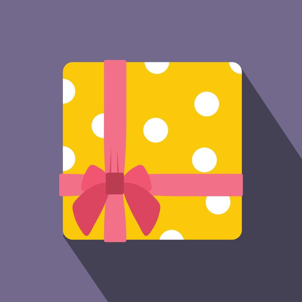 giallo regalo scatola con rosa nastro piatto icona vettore