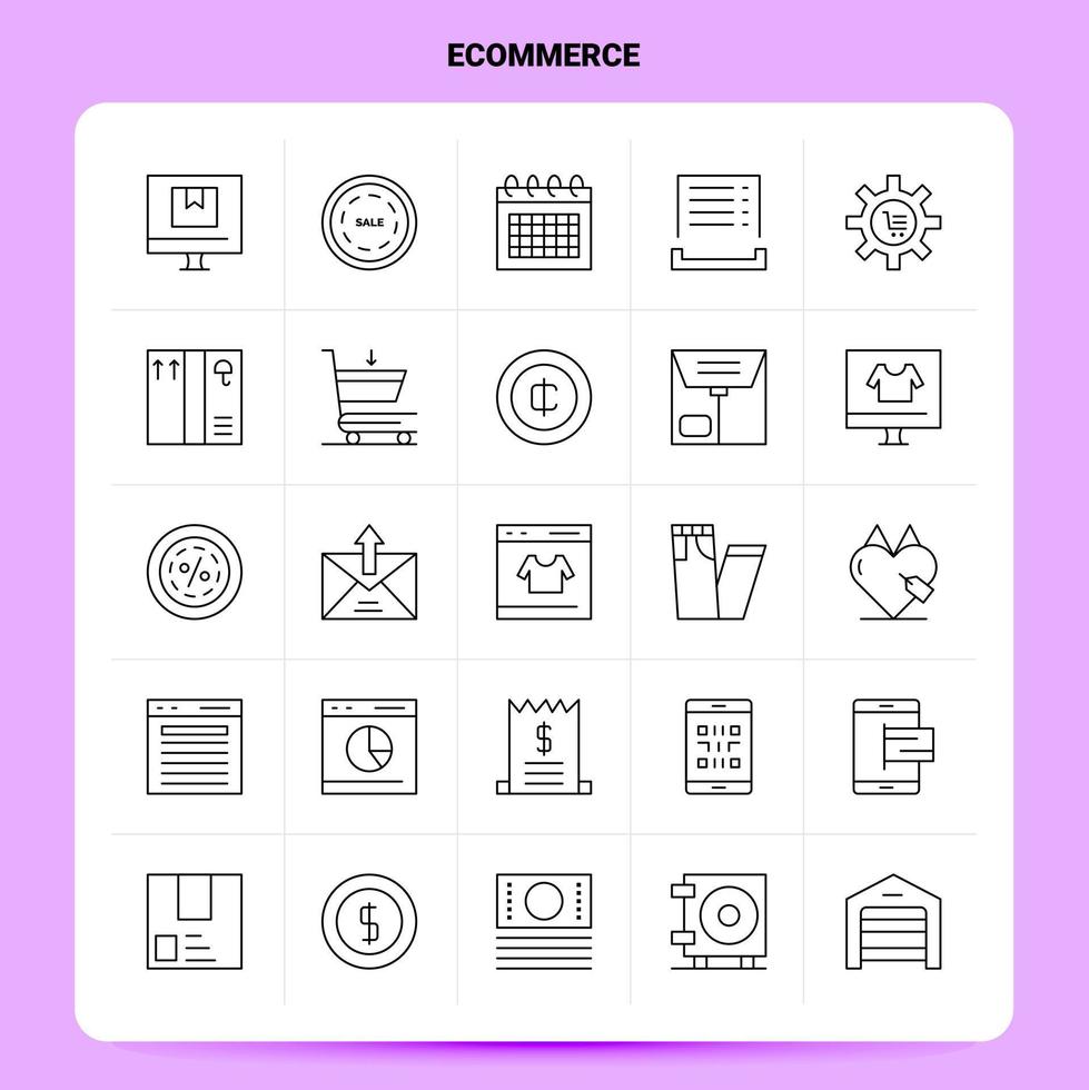 schema 25 e-commerce icona impostato vettore linea stile design nero icone impostato lineare pittogramma imballare ragnatela e mobile attività commerciale idee design vettore illustrazione