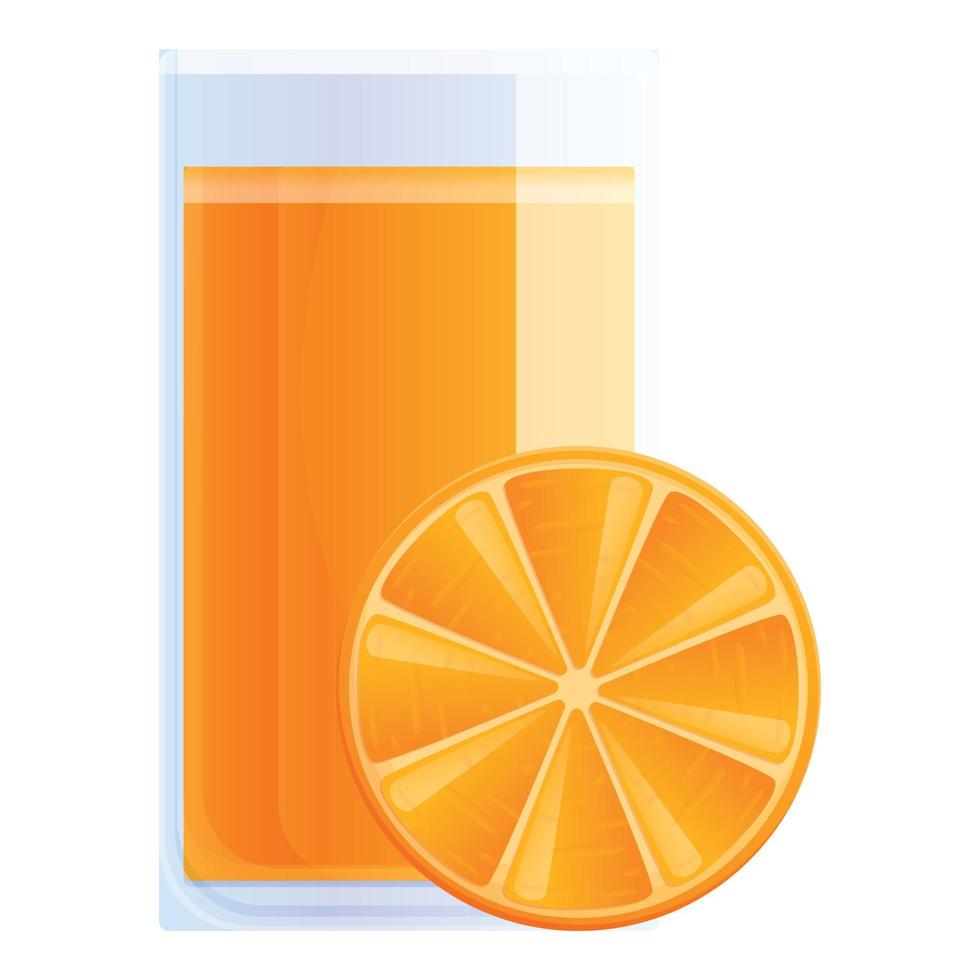 arancia succo bicchiere icona, cartone animato stile vettore
