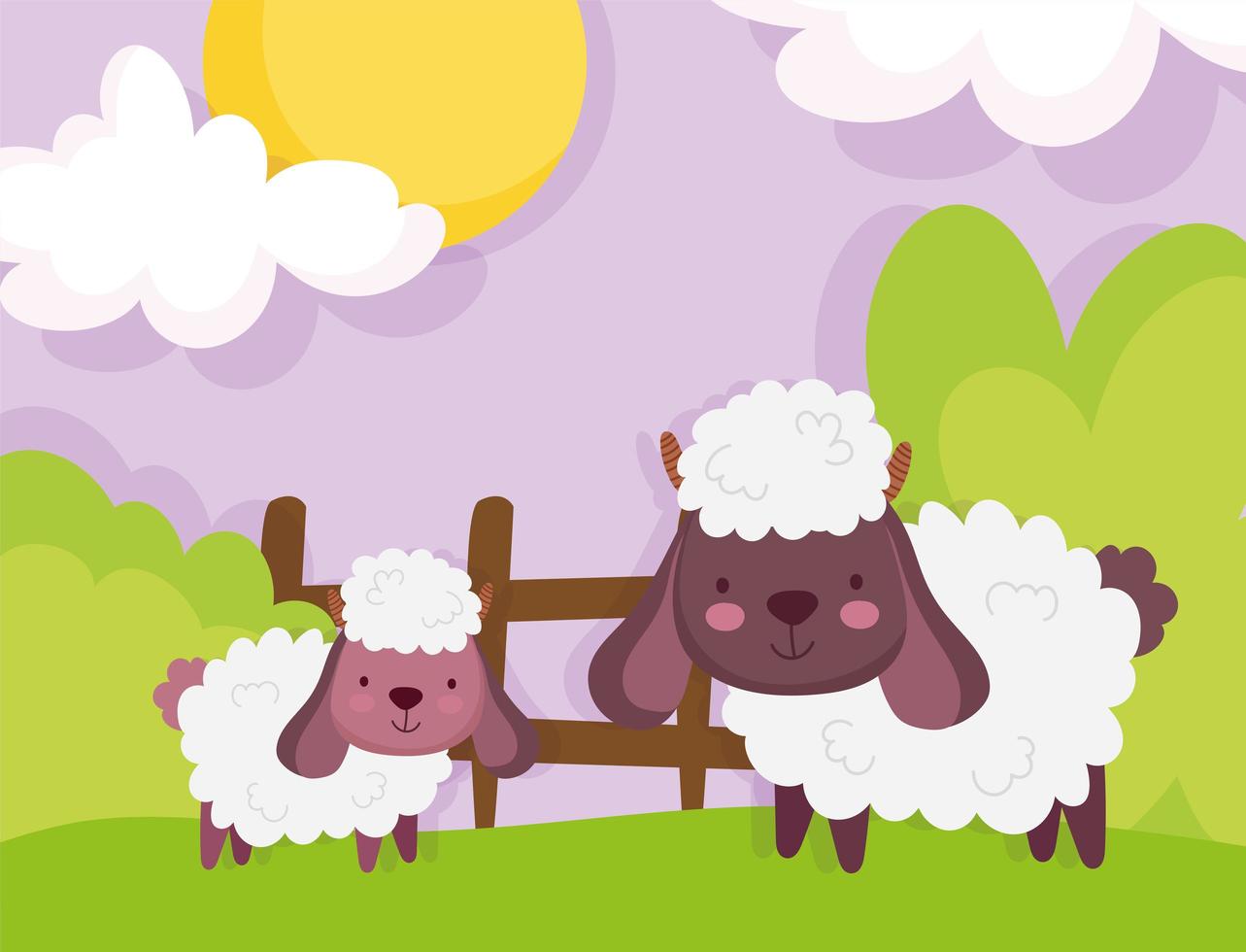 pecore carine in una fattoria vettore