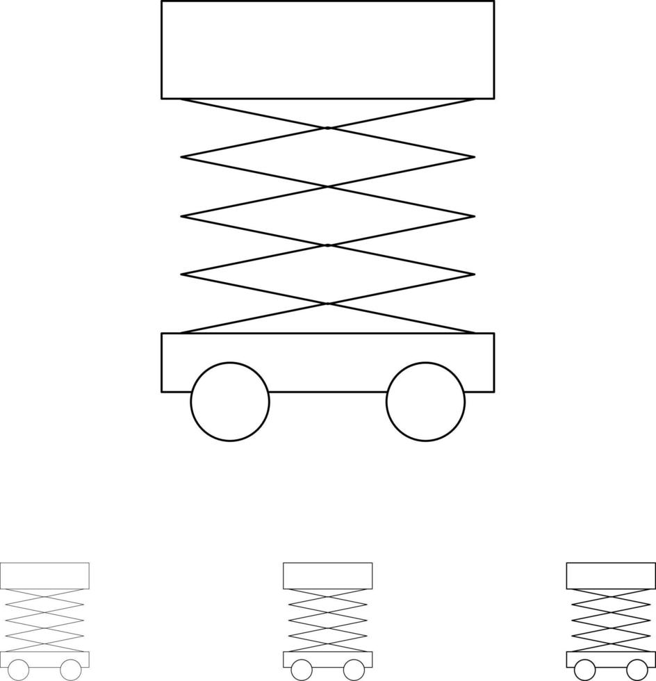 costruzione sviluppare impalcatura struttura grassetto e magro nero linea icona impostato vettore