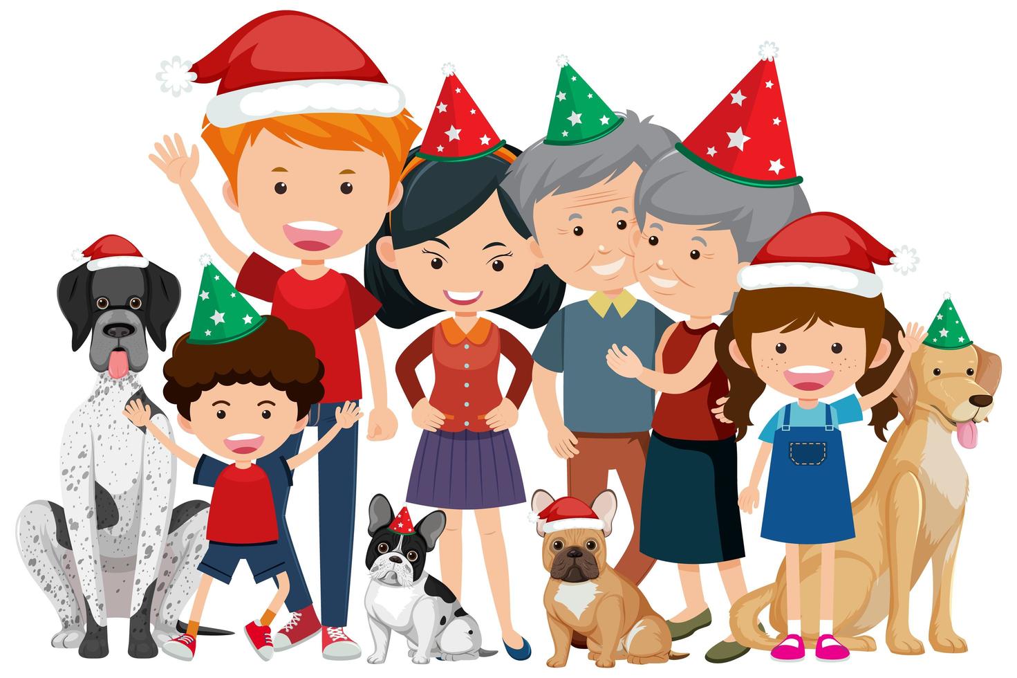 famiglia felice isolata che celebra il natale vettore