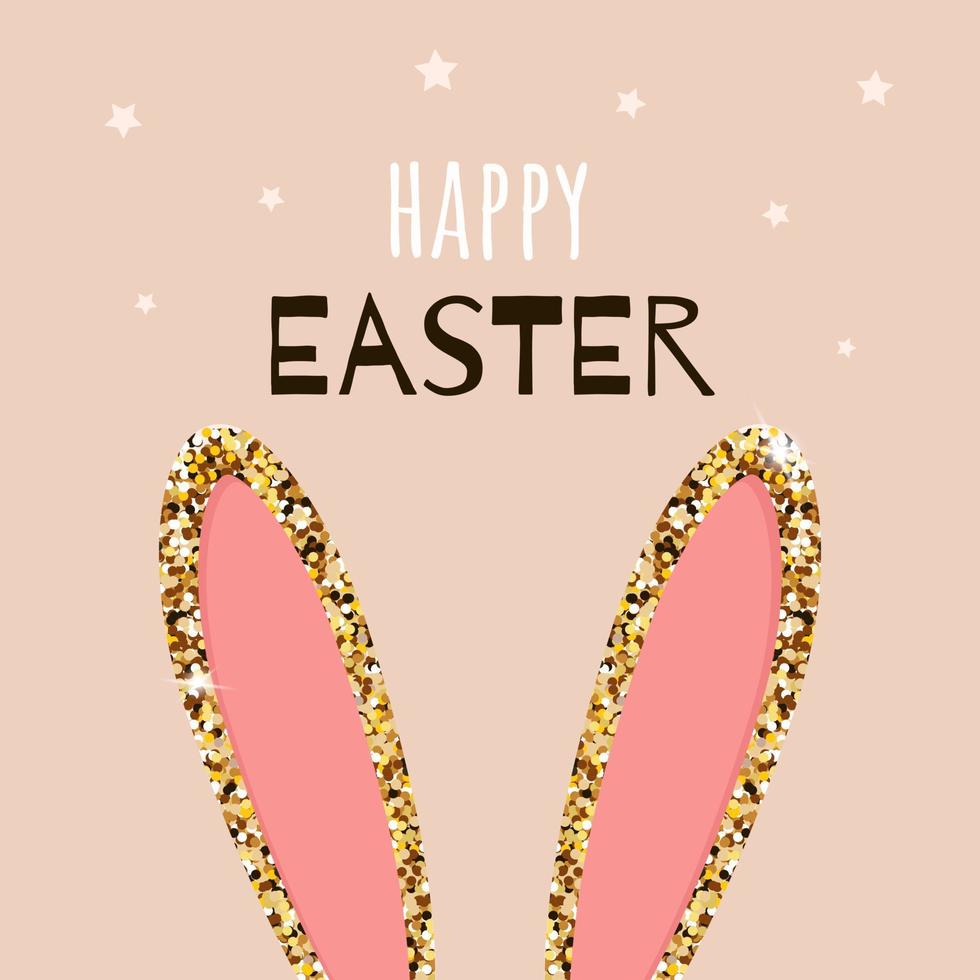 contento Pasqua saluto carta modello. carino coniglietto orecchie. cartone animato stile. vettore