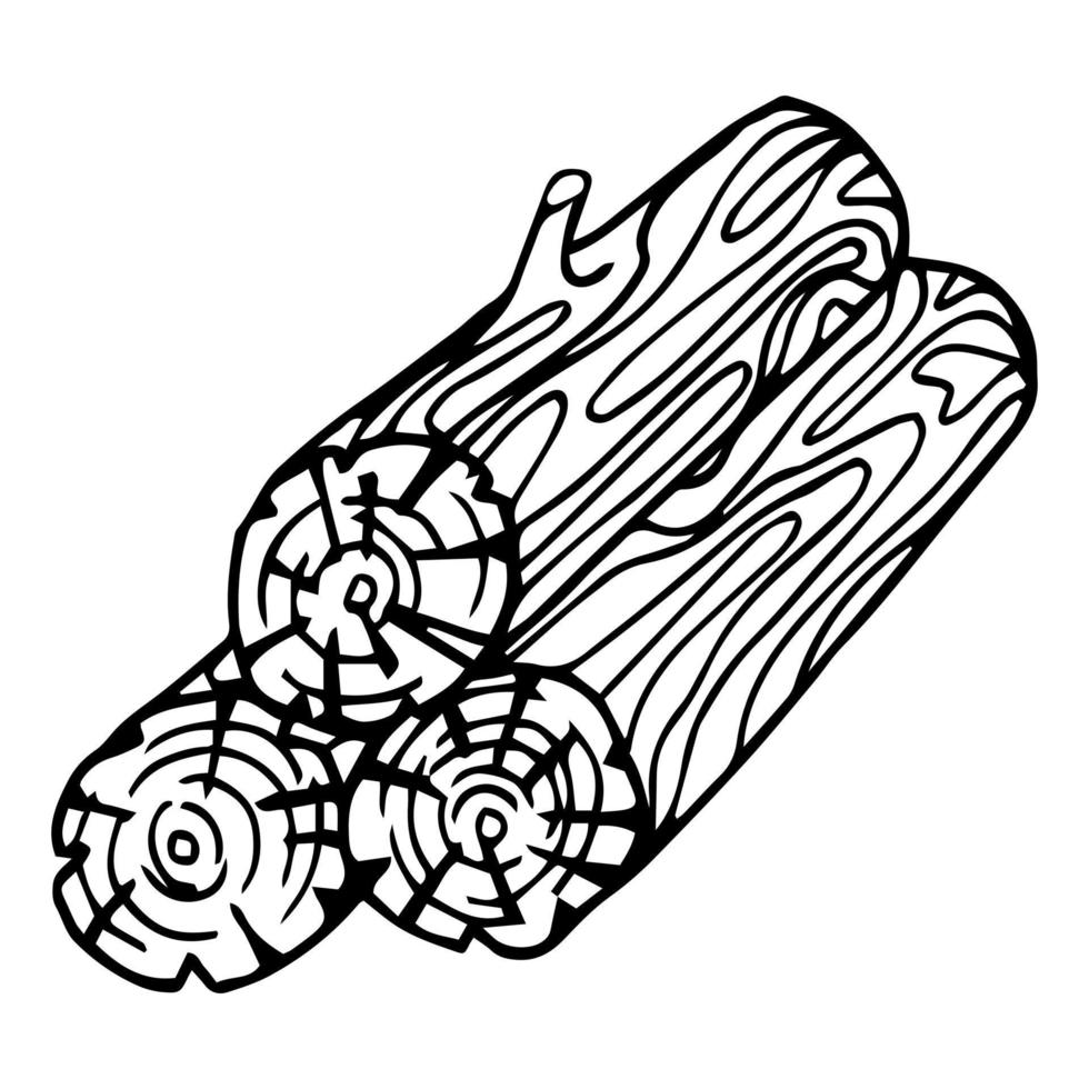 pila di tre di legno logs cartone animato vettore e illustrazione, mano disegnato stile, isolato su bianca sfondo.