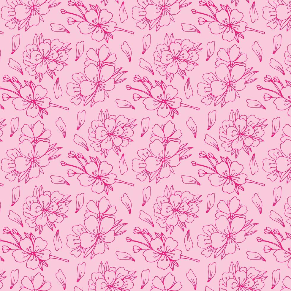 fioritura fiori, alcuni yoshino sakura, farfalle, floreale primavera estate vettore modello sfondo. Vintage ▾ mano disegnato romantico fiore illustrazione sfondo