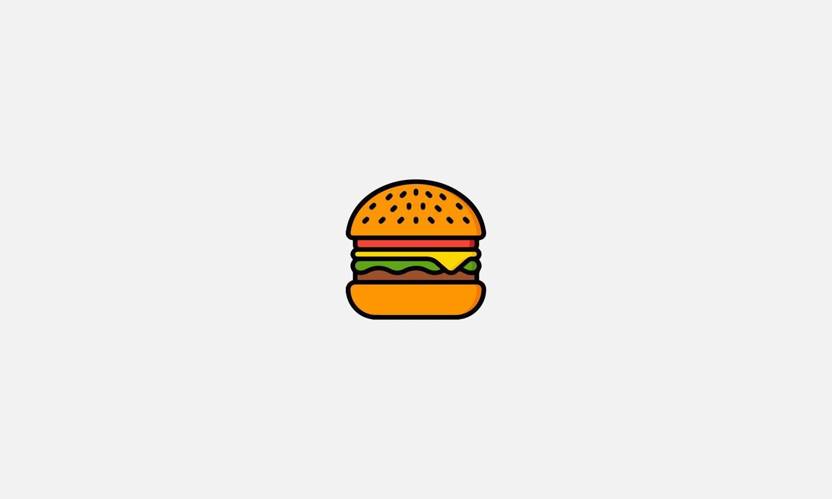 delizioso hamburger. piatto icona, logo o etichetta per il tuo design vettore