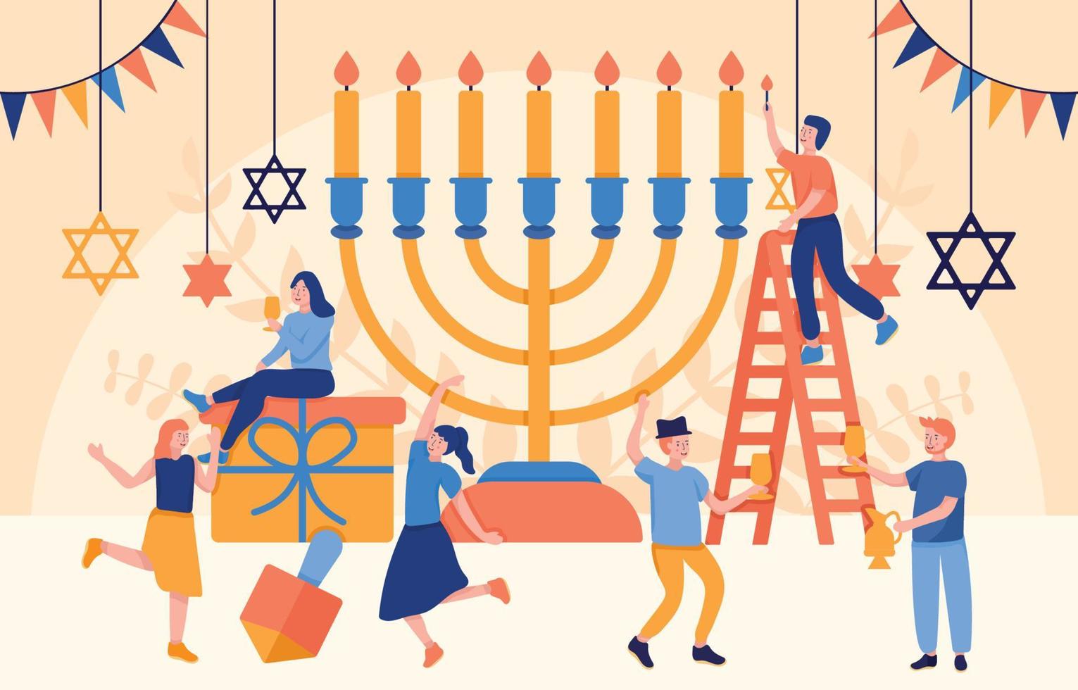 hanukkah celebrazione giorno vettore