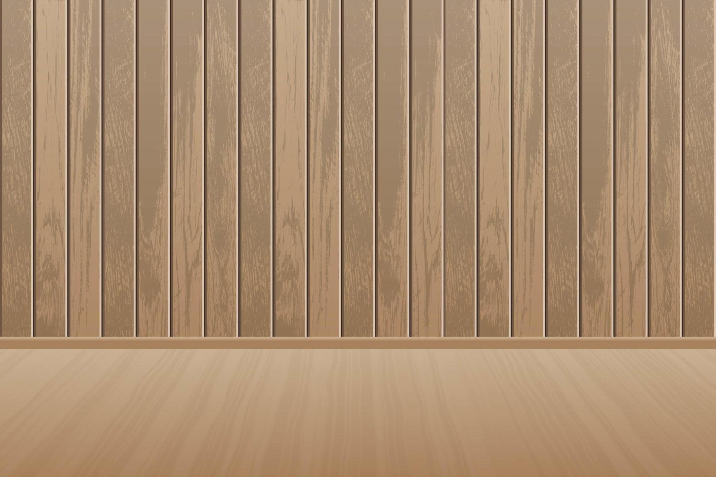 stanza di legno vuota realistica con pavimento in legno vettore