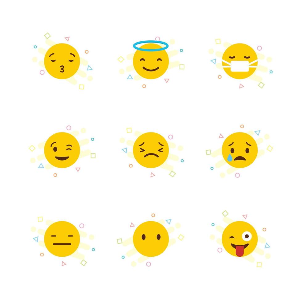 impostato di giallo emoji design vettore