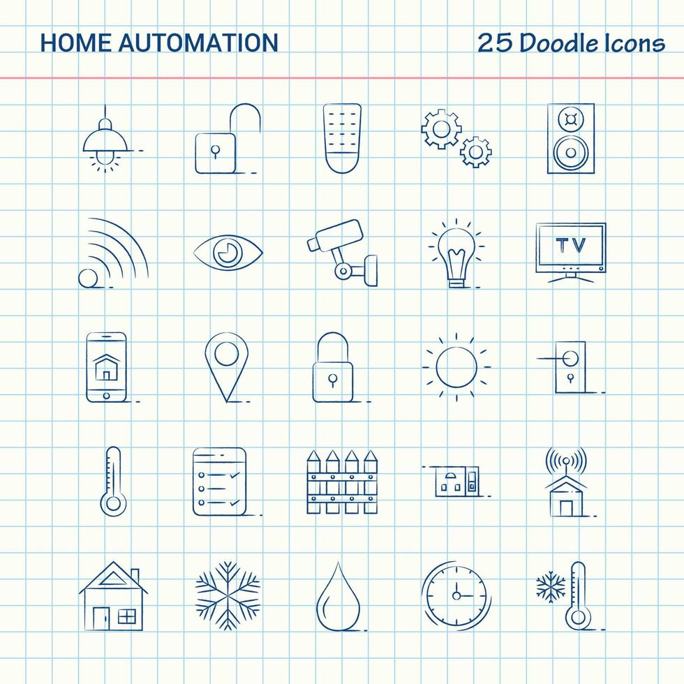 casa automazione 25 scarabocchio icone mano disegnato attività commerciale icona impostato vettore