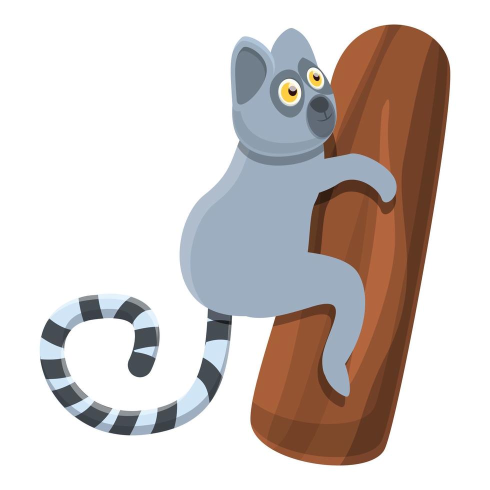 fauna lemure icona, cartone animato stile vettore