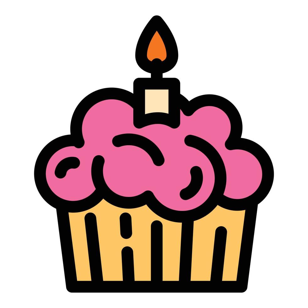 compleanno Cupcake icona, schema stile vettore