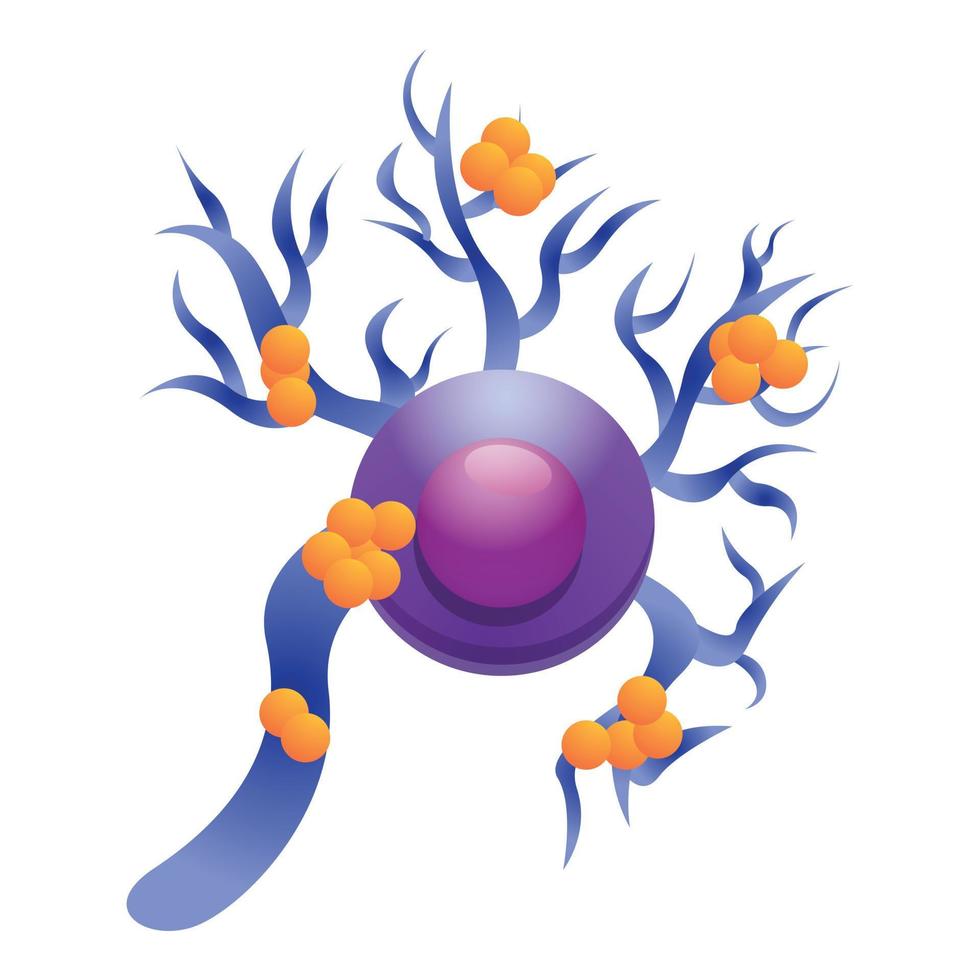 neurone malato malattia icona, cartone animato stile vettore