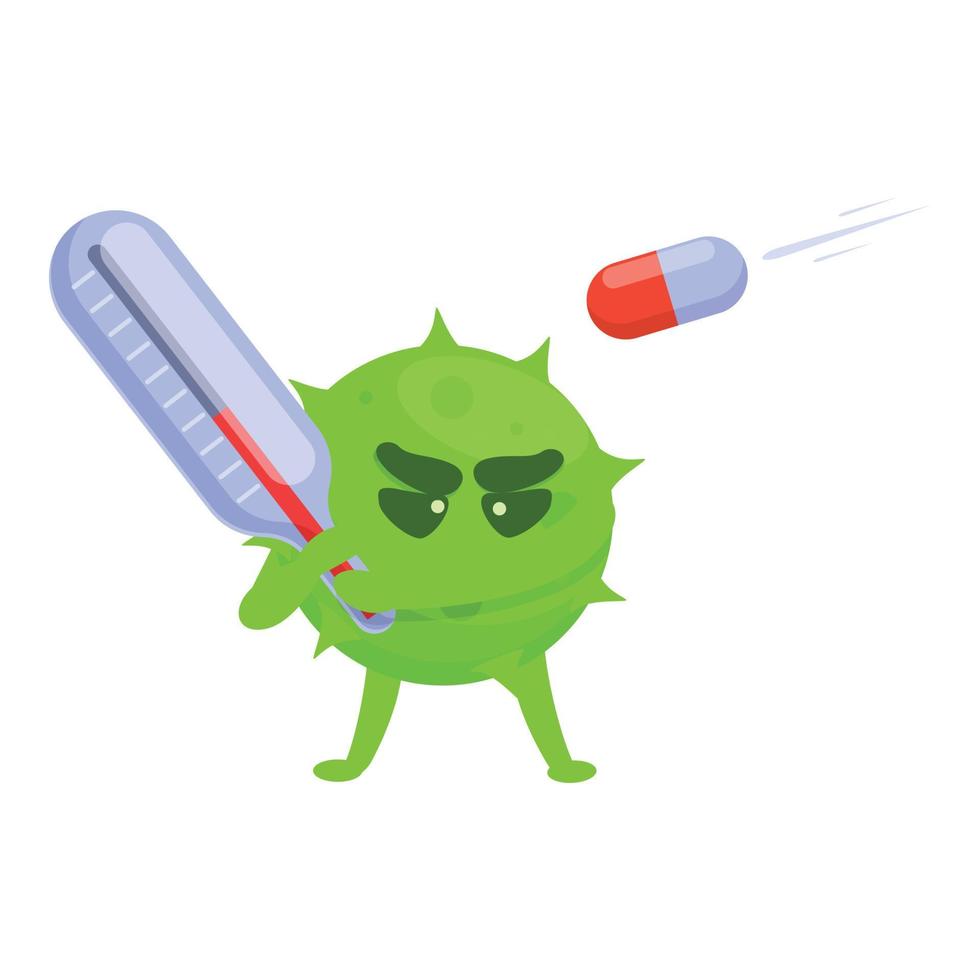 temperatura antibiotico resistenza icona, cartone animato stile vettore