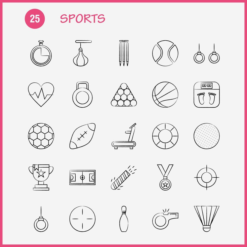 gli sport mano disegnato icone impostato per infografica mobile uxui kit e Stampa design includere peso sollevamento peso gli sport Giochi baseball pipistrello gli sport eps 10 vettore
