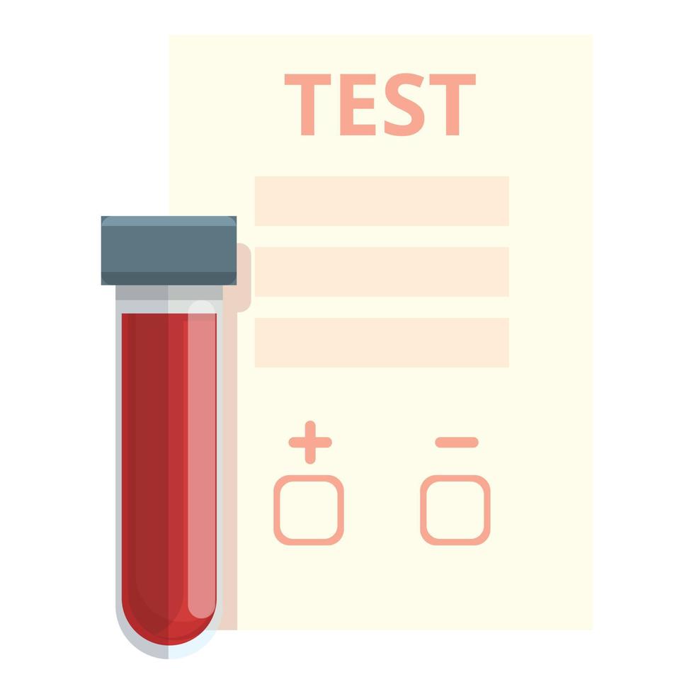 coronavirus test icona, cartone animato e piatto stile vettore