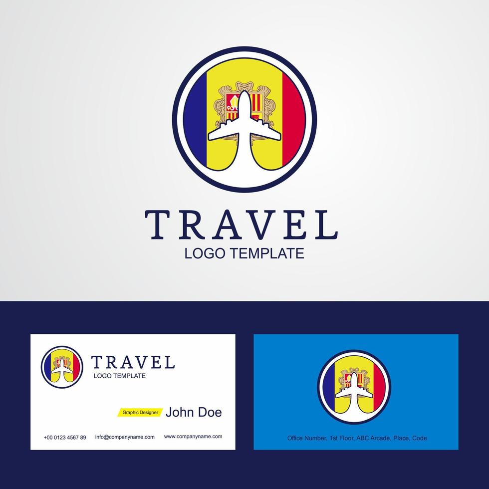 viaggio andorra creativo cerchio bandiera logo e attività commerciale carta design vettore