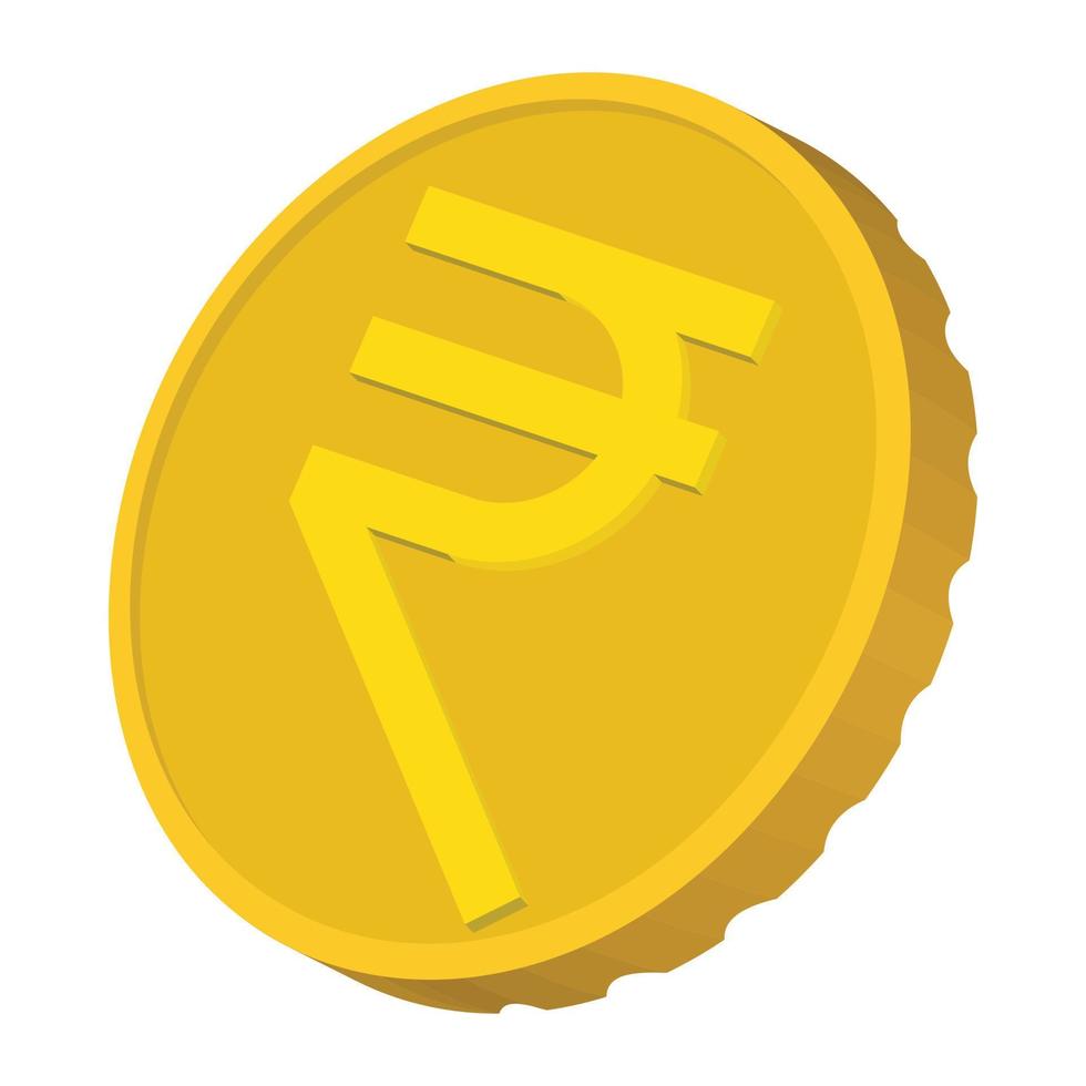 oro moneta con rupia cartello icona, cartone animato stile vettore