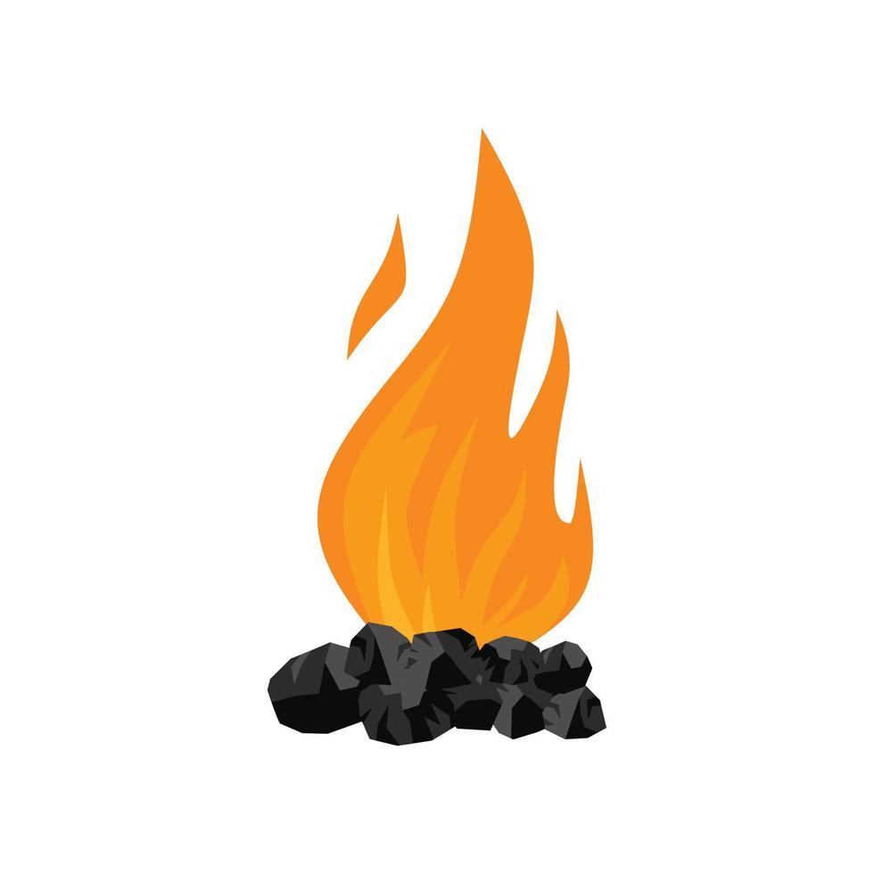 carbone fuoco icona, piatto stile vettore
