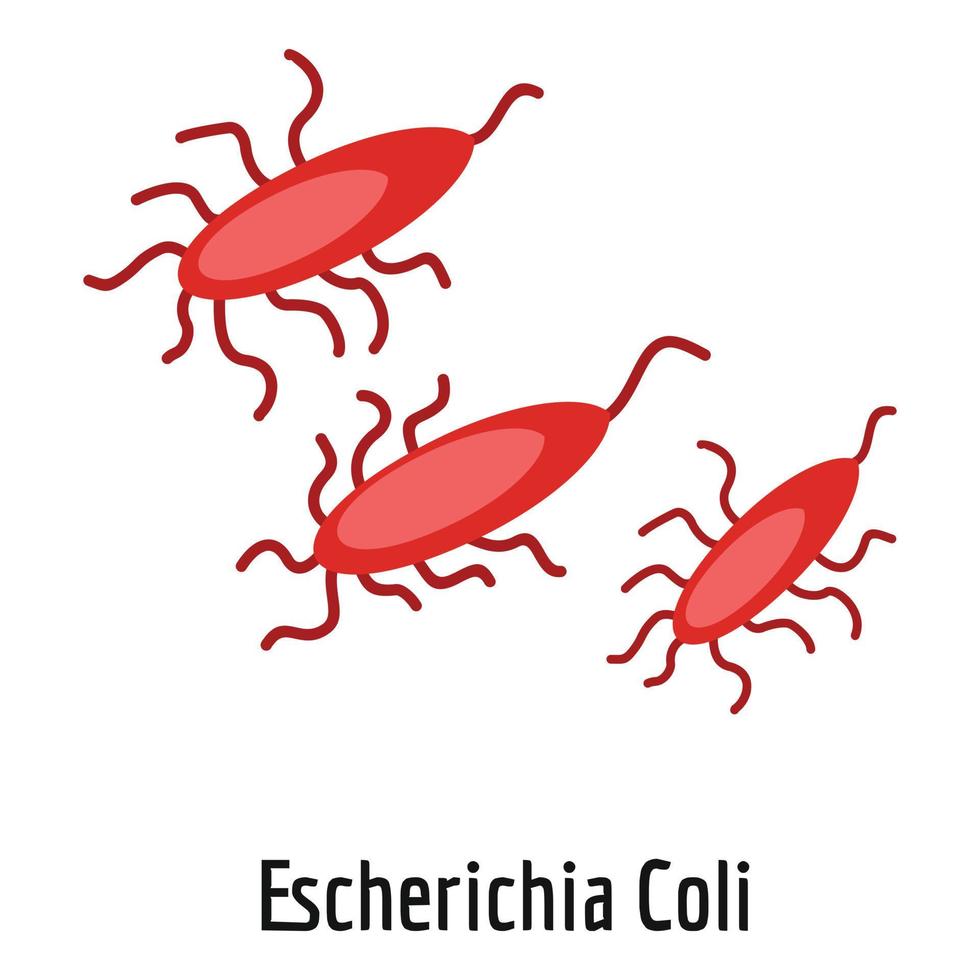 escherichia coli icona, cartone animato stile. vettore