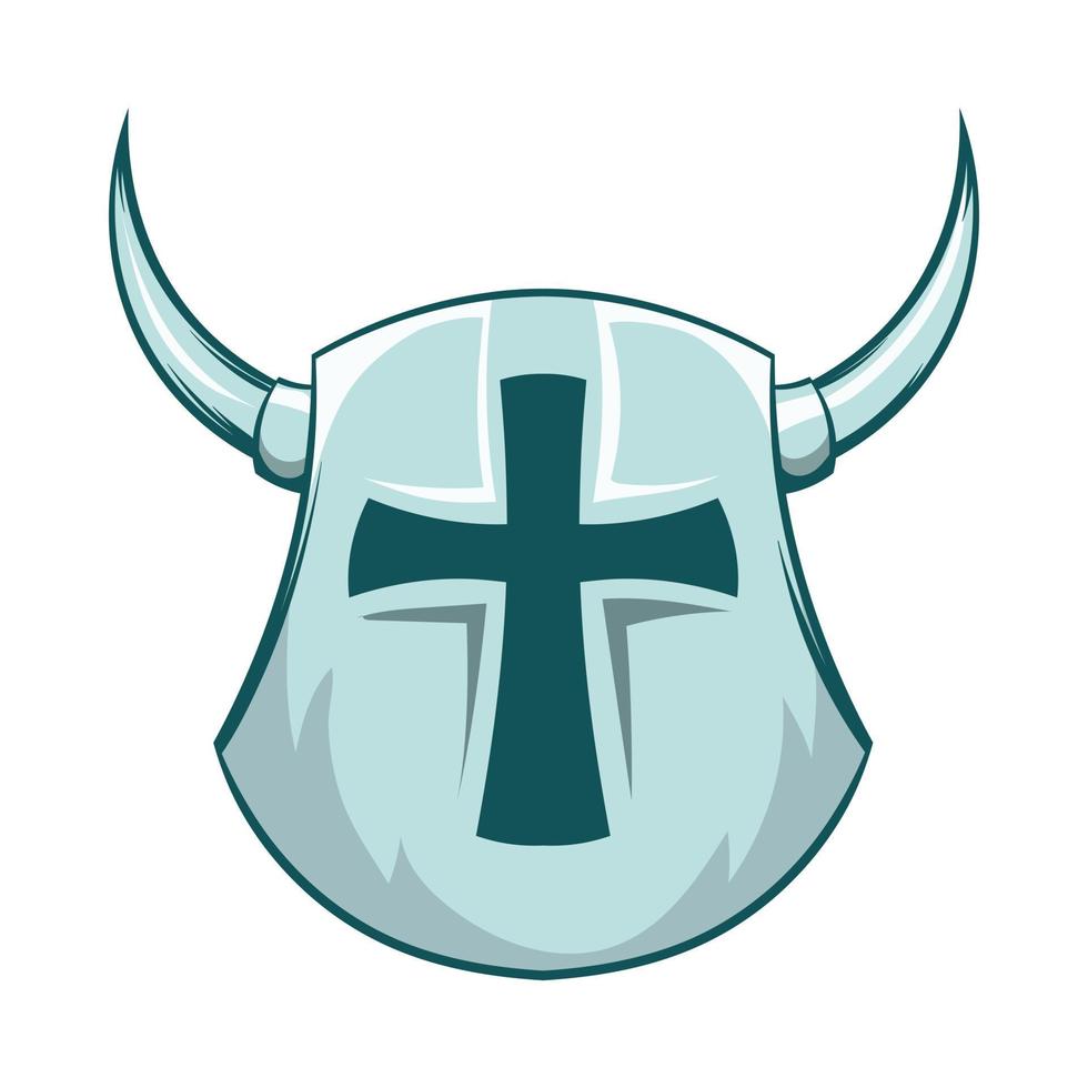 medievale scudo con attraversare e corna icona vettore