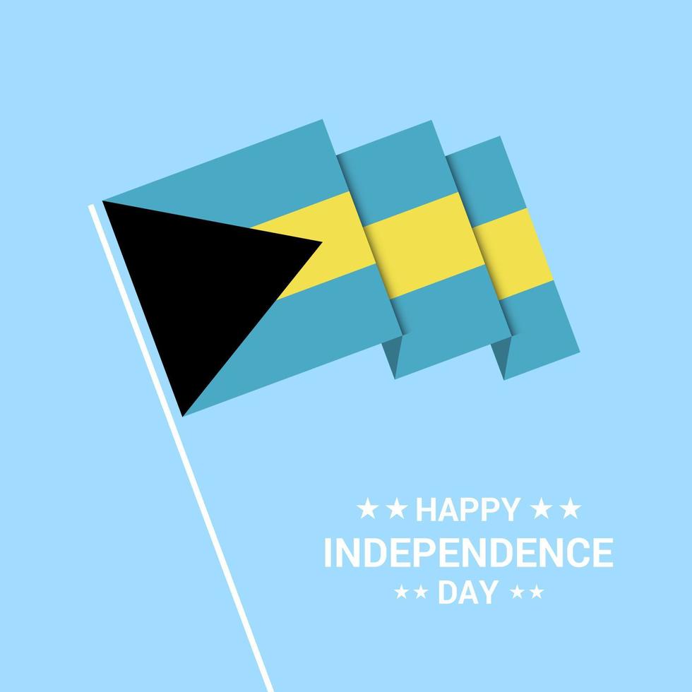 Bahamas indipendenza giorno tipografico design con bandiera vettore