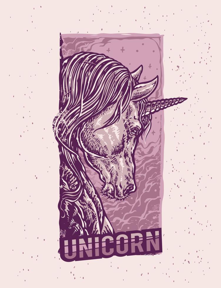 il unicorno mano disegnato Vintage ▾ illustrazione vettore