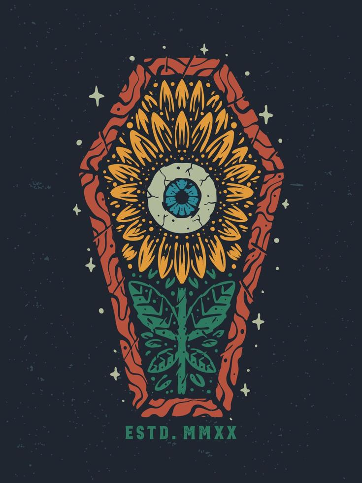 il occhio di il girasole Vintage ▾ stile illustrazione vettore