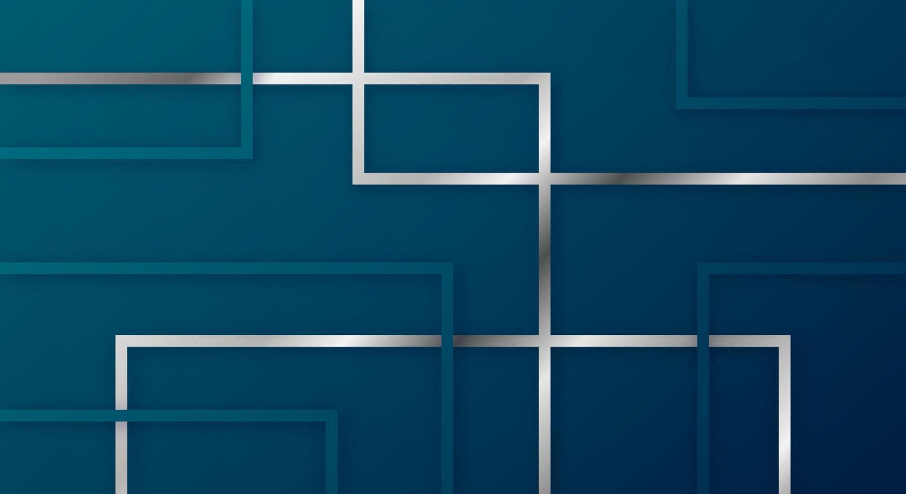 astratto 3d geometrico piazza strisce Linee carta tagliare sfondo con buio blu e argento colori realistico decorazione modello vettore