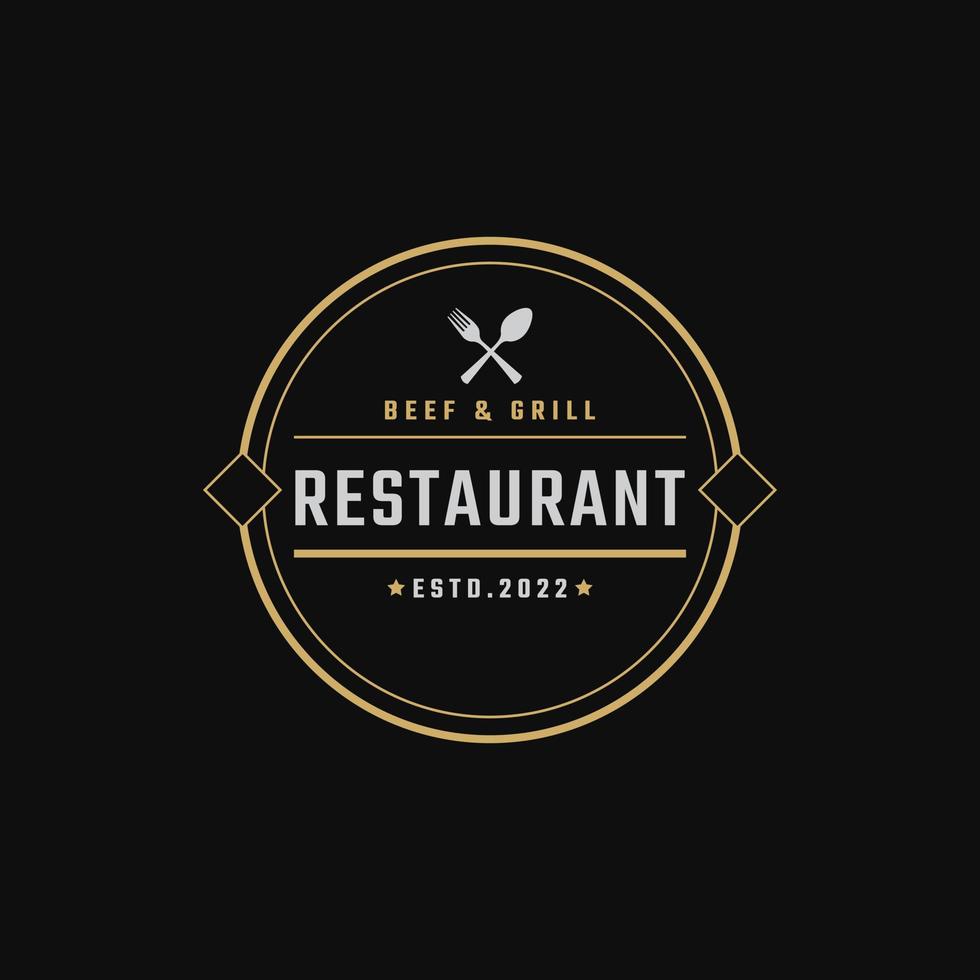 Vintage ▾ retrò distintivo emblema ristorante e bar logo design lineare stile vettore