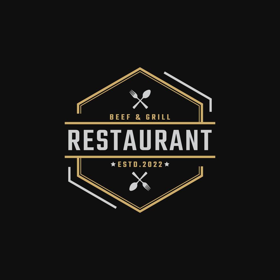 Vintage ▾ retrò distintivo emblema ristorante e bar logo design lineare stile vettore