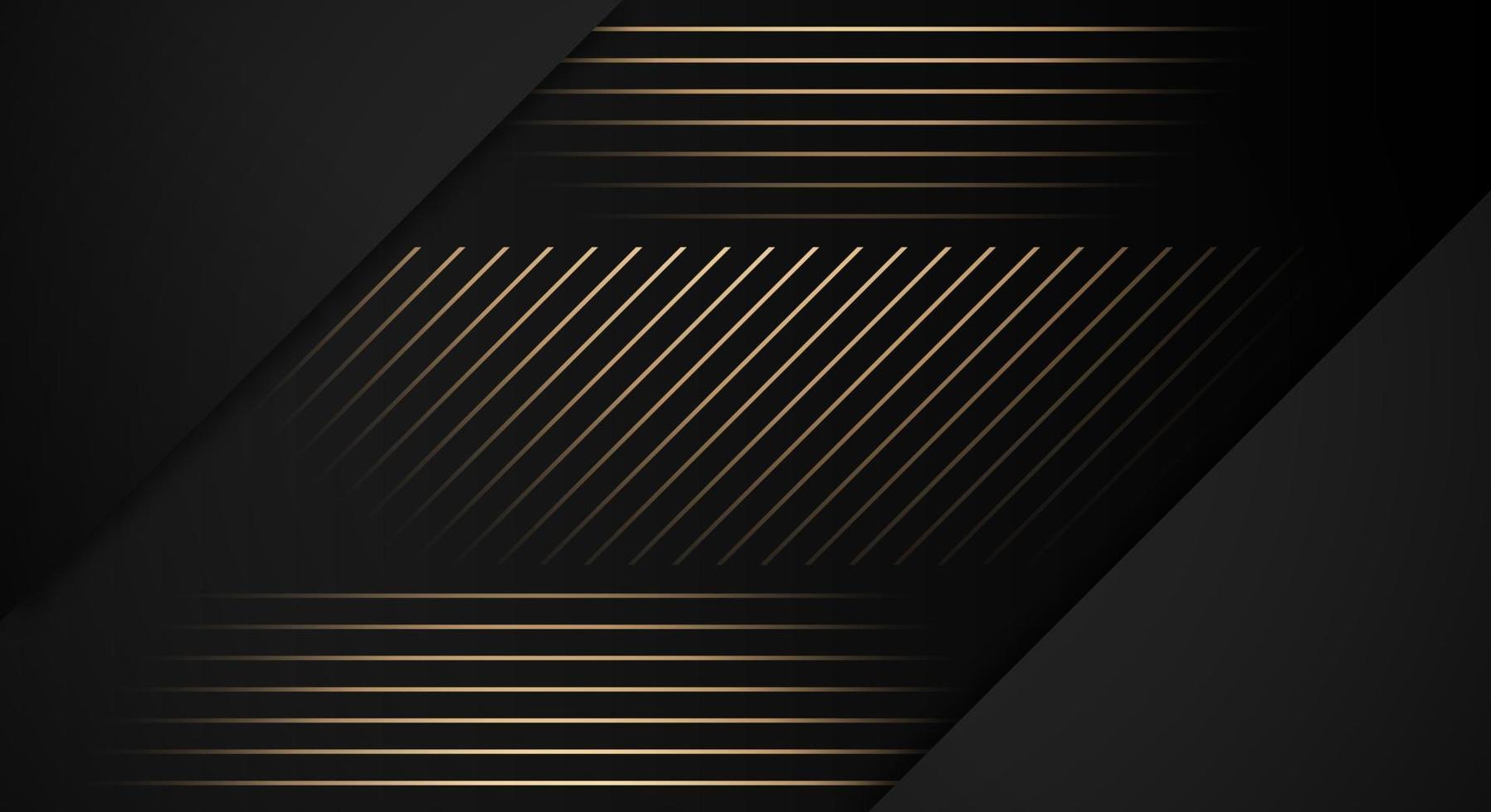 lusso strisce d'oro Linee diagonale sovrapposizione su nero sfondo con copia spazio per testo vettore
