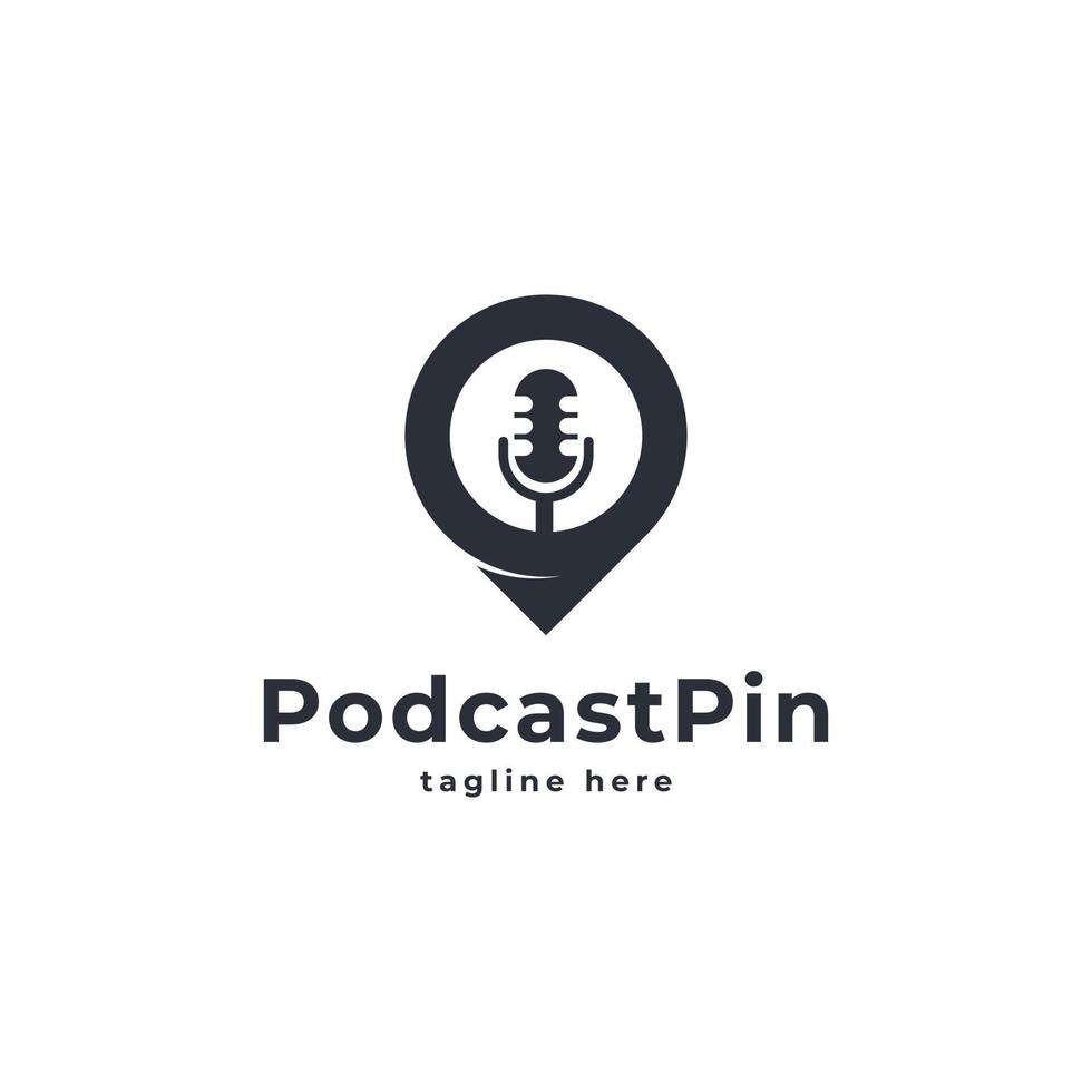 logo del podcast, elemento del modello di progettazione del logo dell'icona del podcast pin vettore