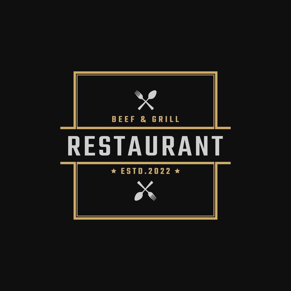 Vintage ▾ retrò distintivo emblema ristorante e bar logo design lineare stile vettore