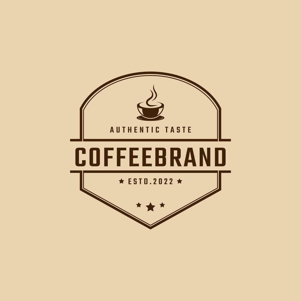 Vintage ▾ retrò distintivo emblema logotipo caffè negozio con caffè fagiolo silhouette logo design lineare stile vettore