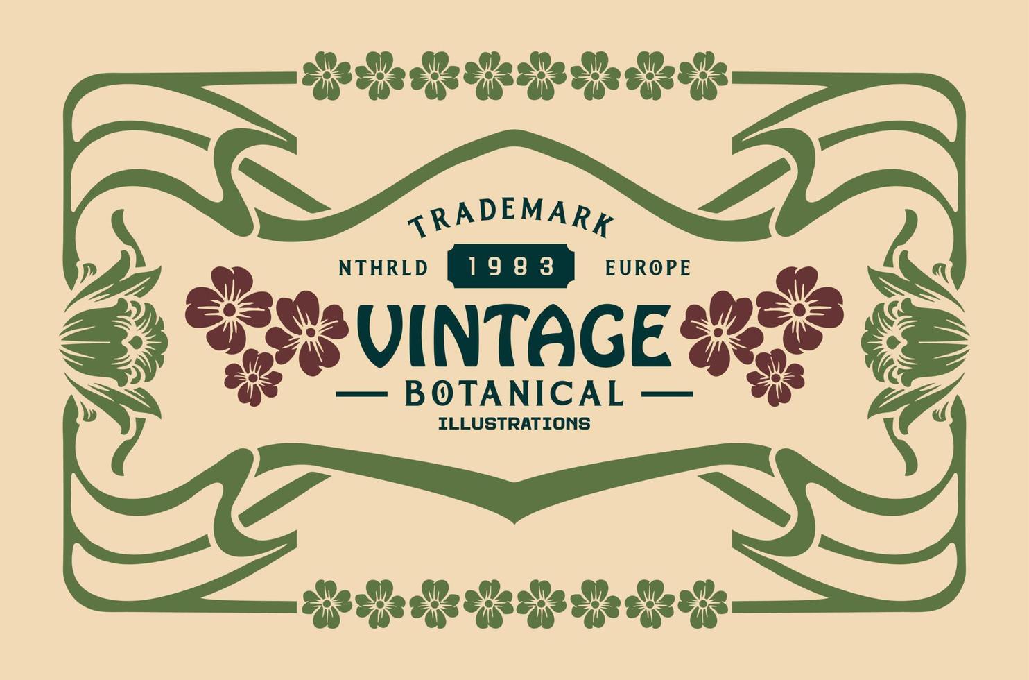 arte nouveau Vintage ▾ floreale etichetta ornamento illustrati vettore