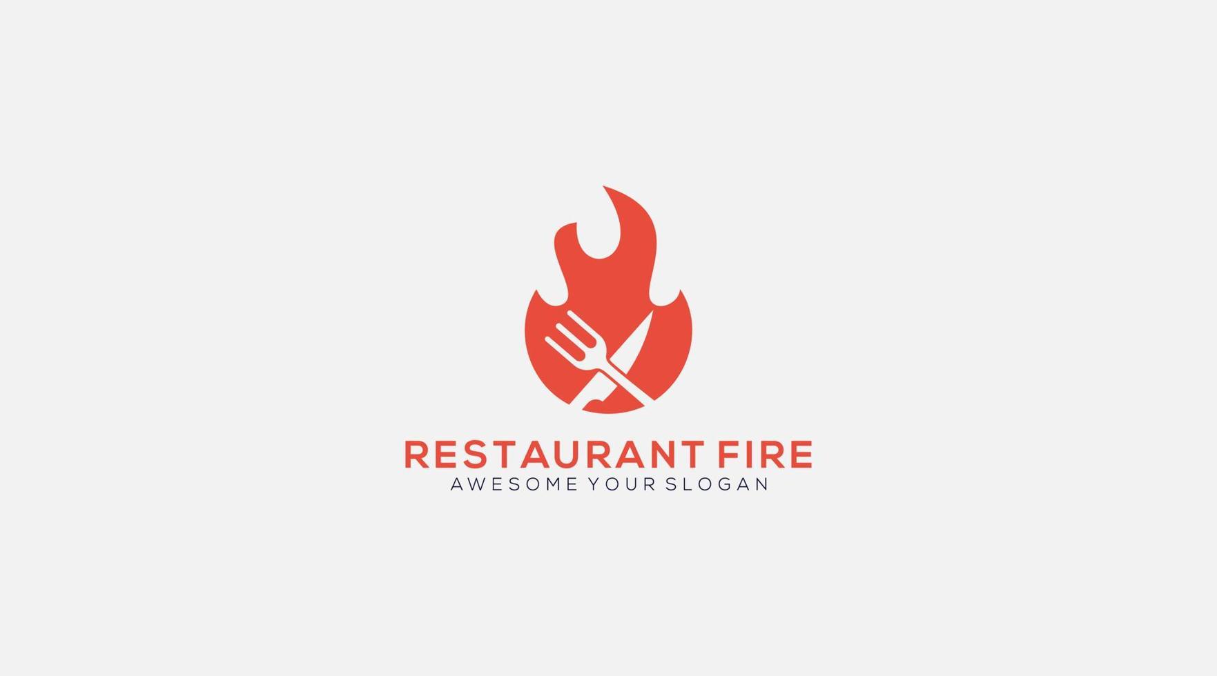 ristorante forchetta fuoco vettore logo design modello