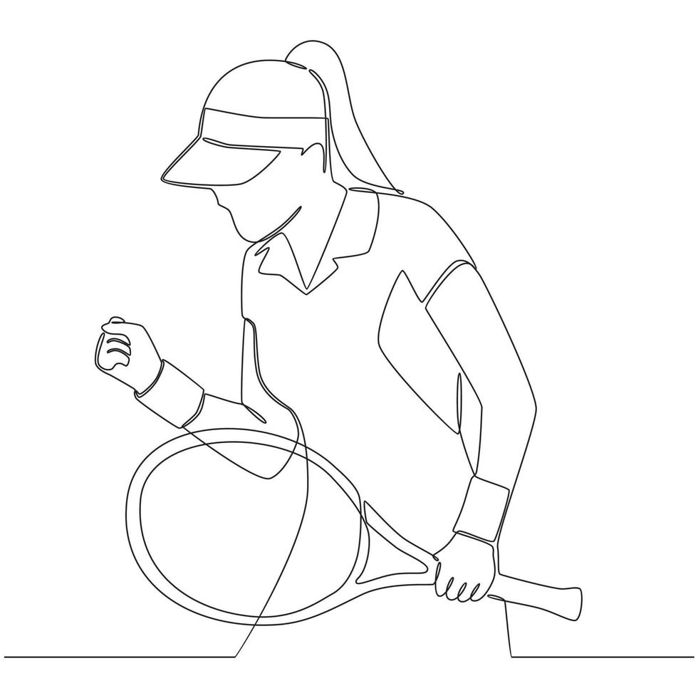 tennis giocatore continuo linea disegno vettore linea arte illustrazione