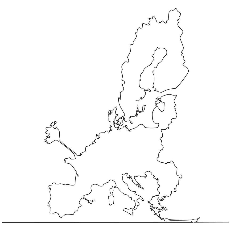 continuo linea disegno di carta geografica brexit Europa unione senza UK vettore linea arte illustrazione