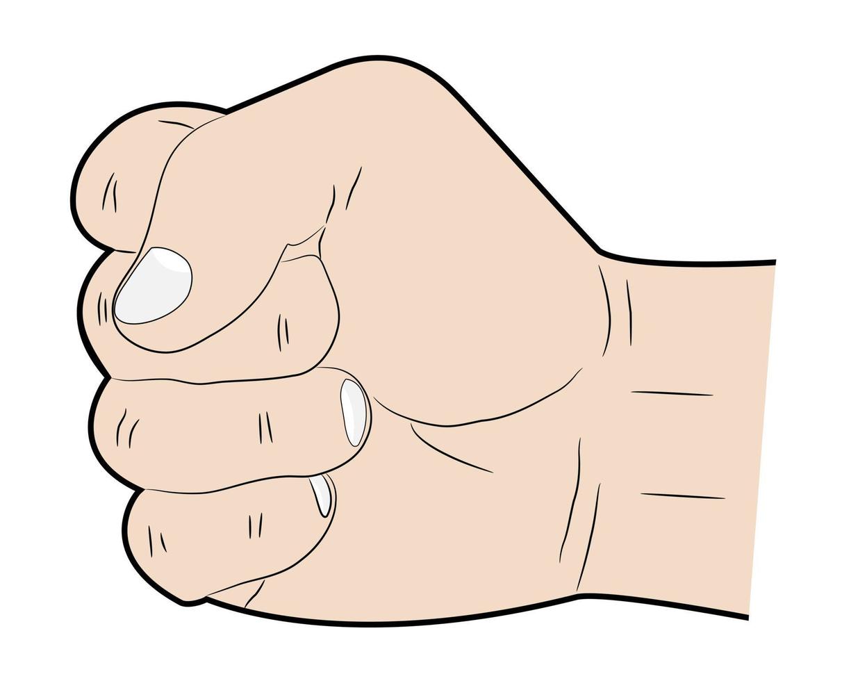 mano mostrando un' un' cazzotto su un' bianca sfondo vettore