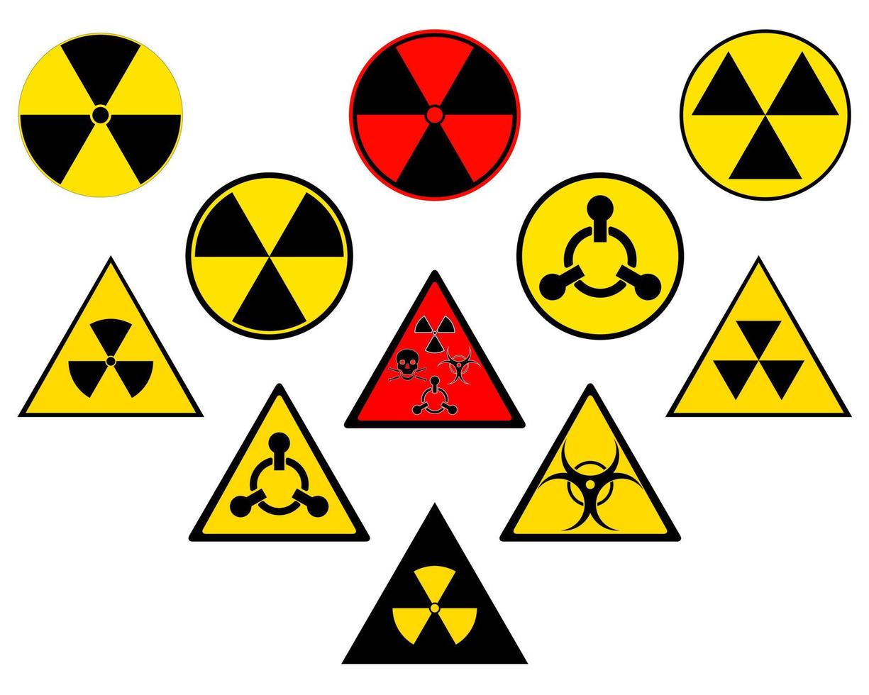 diverso proibire segni di radiazione su un' bianca sfondo vettore